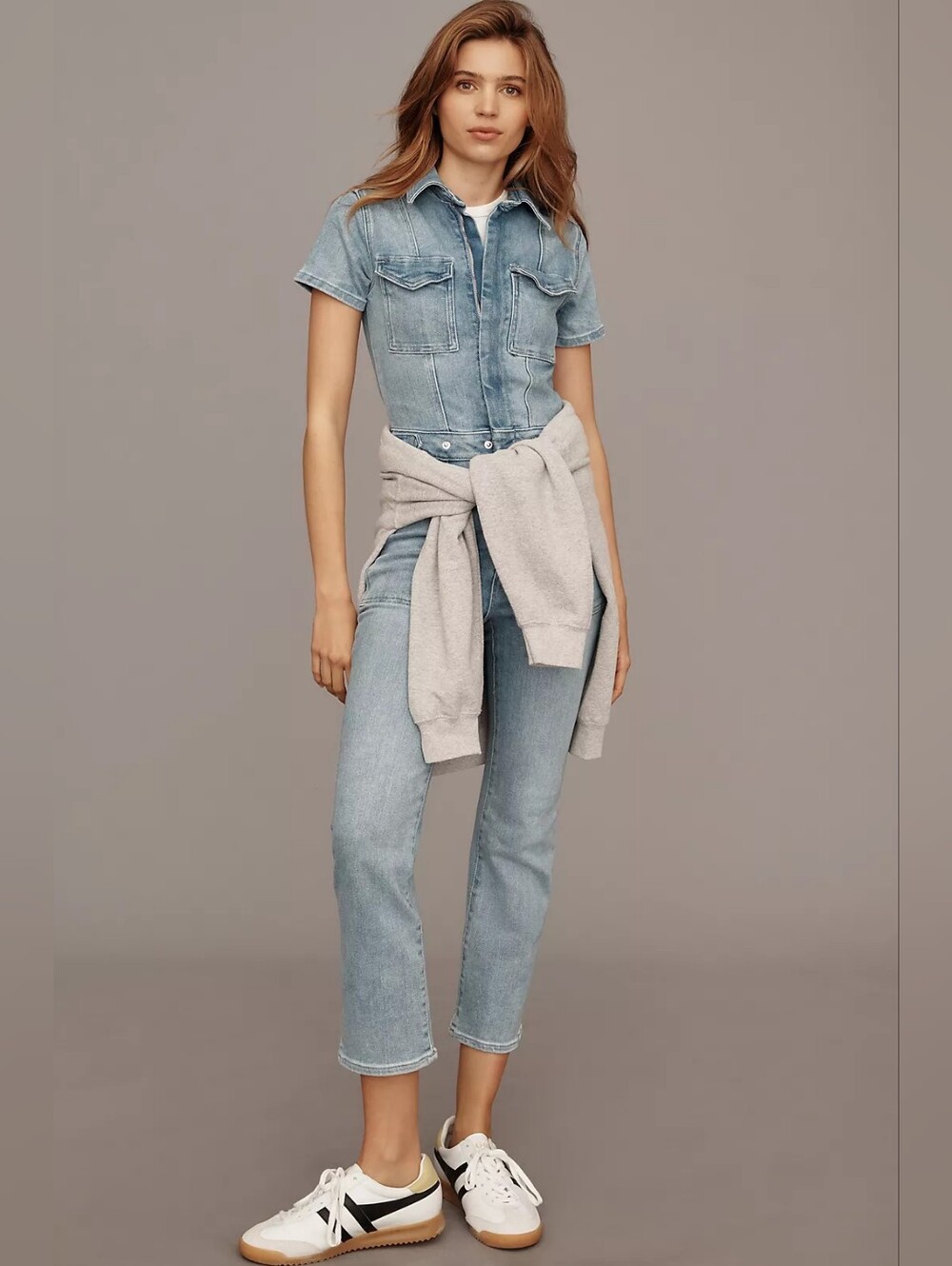 NWT Good American Blue Denim Fit For Success One Piece Jumpsuit Size Small